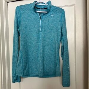 NIKE Running Top Women's M Heather Teal Dry Fit Long Sleeve 1/4 Zip Pullover